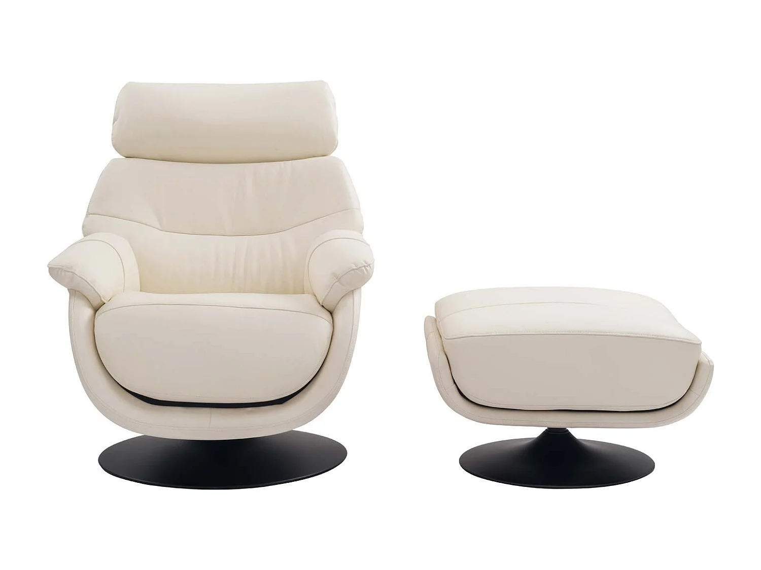 Fotel relaksacyjny z podnóżkiem MCW-K99,  kremowo-biały