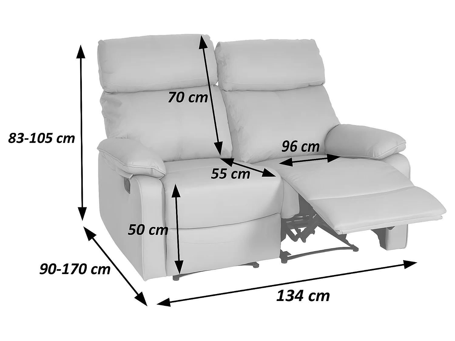 2-osobowy fotel kinowy MCW-L93,  ciemnoszary