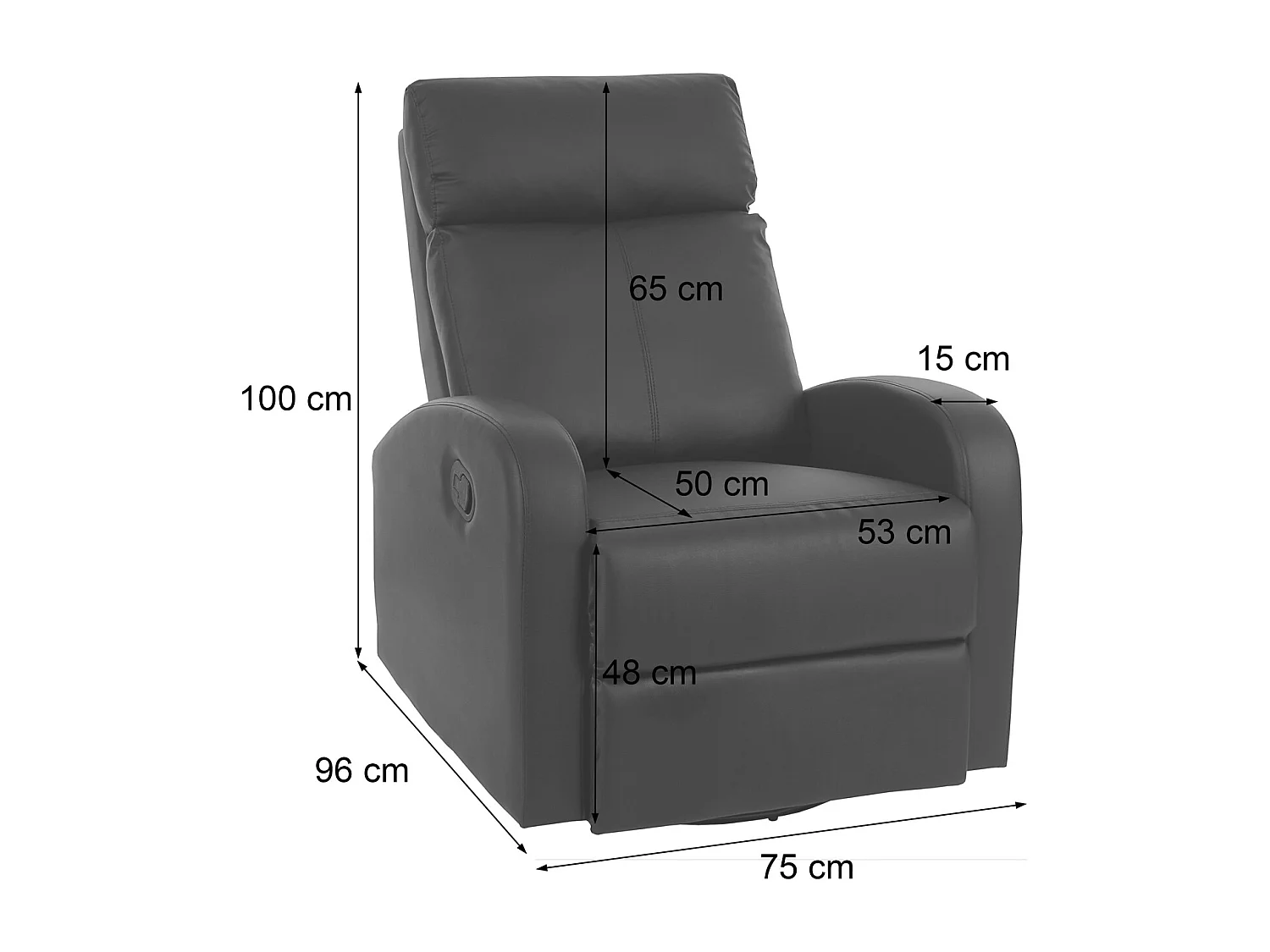 Fernsehsessel MCW-A54 Premium, Kunstleder braun