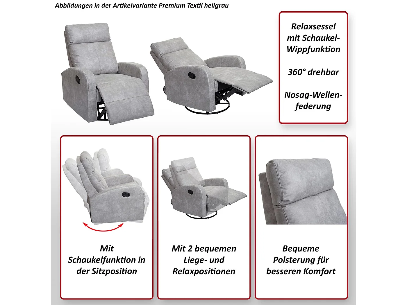 Fernsehsessel MCW-A54 Premium, Kunstleder braun