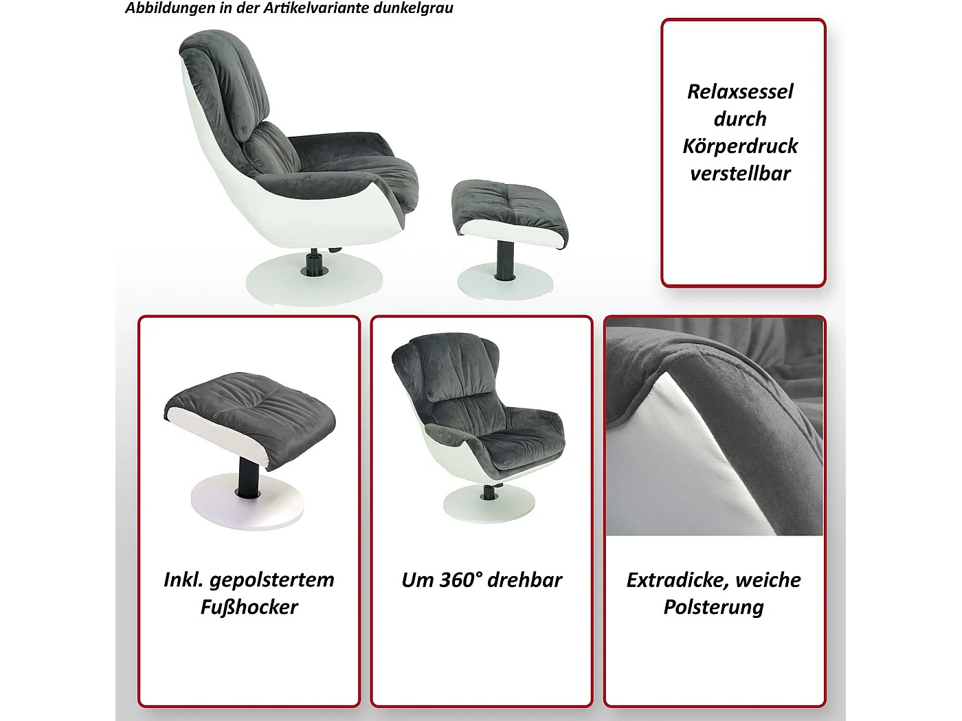 Relaxsessel MCW-E52, Dunkelgrau