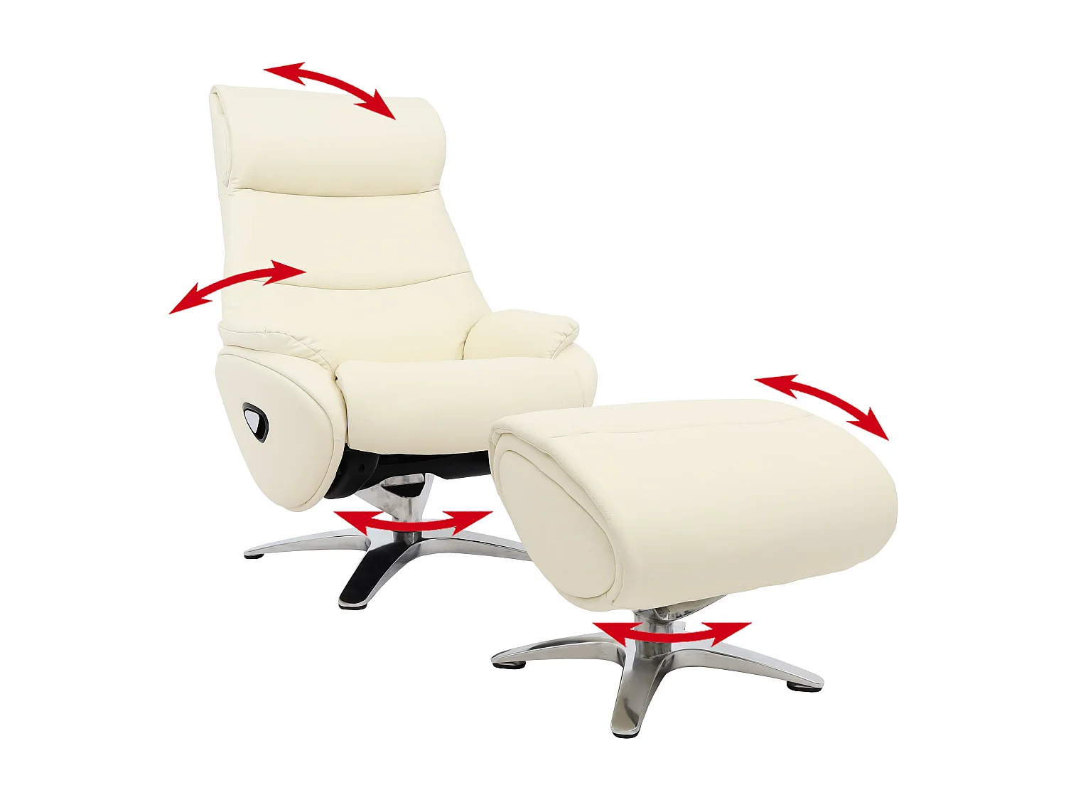 Relaxfauteuil met voetenbank MCW-K98,  crème-wit