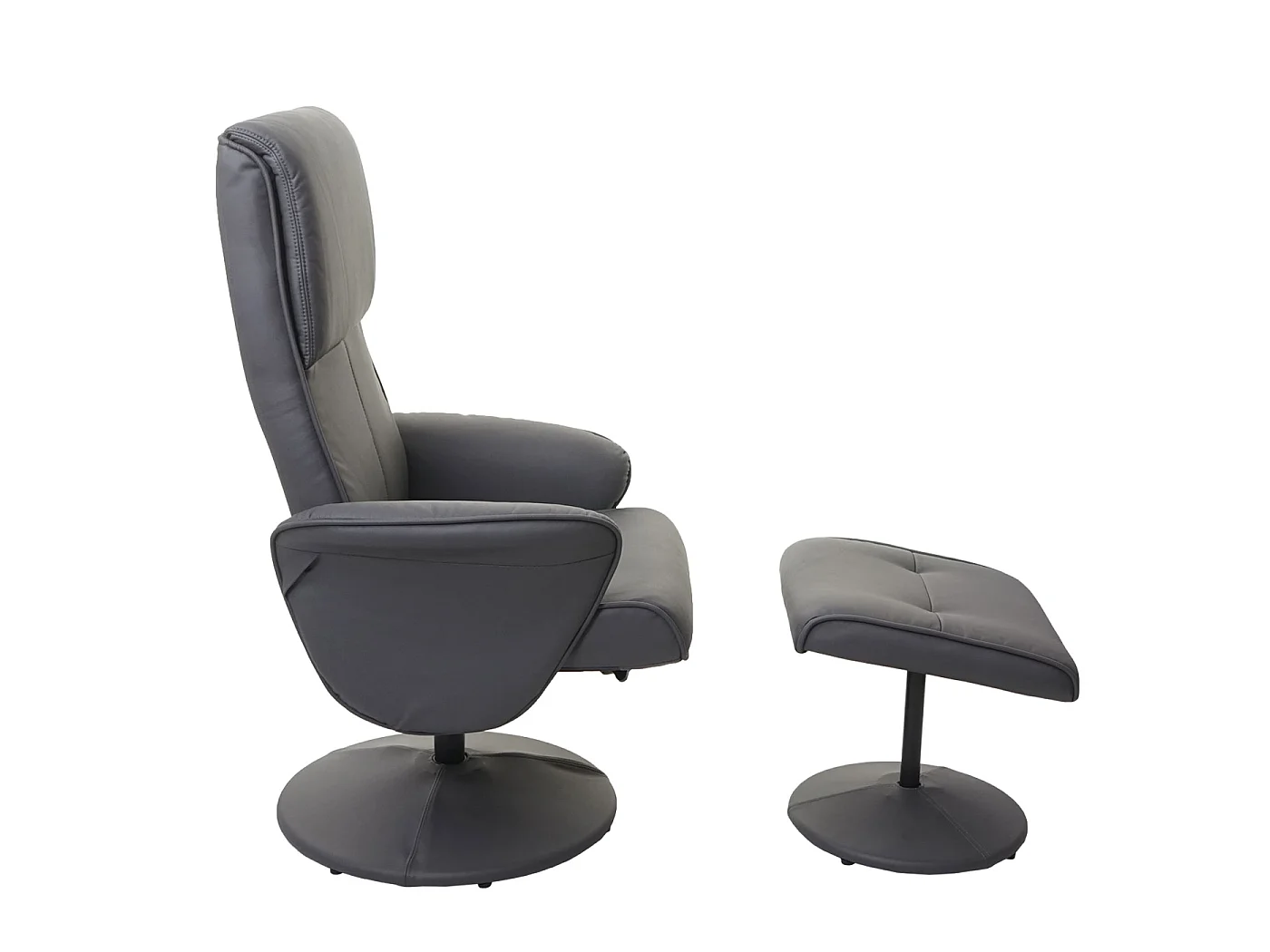 Stockholm recliner,  faux leather, matt grey