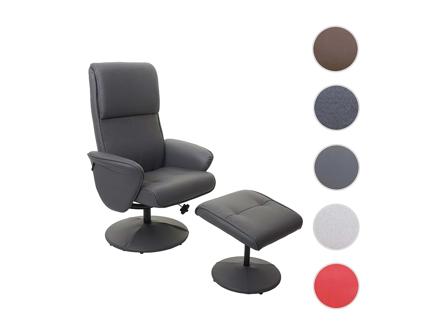 Stockholm recliner,  faux leather, matt grey