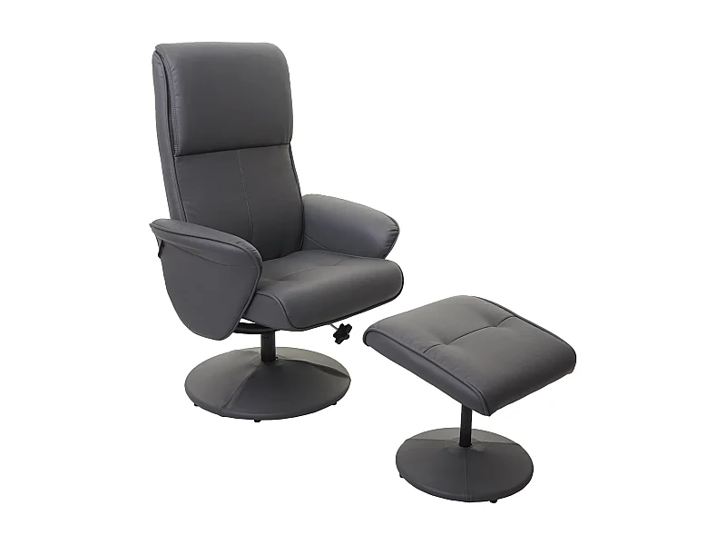 Poltrona relax reclinabile Helsinki girevole con poggiapiedi ecopelle grigio opaco