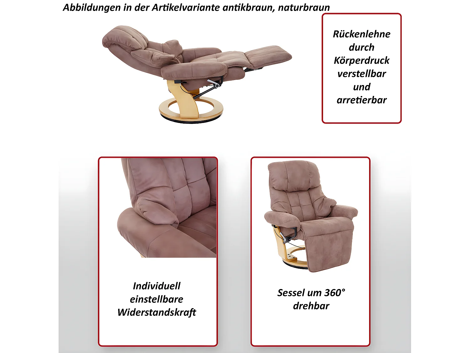 Leżanka Windsor 2,  antyczny brąz, naturalny brąz