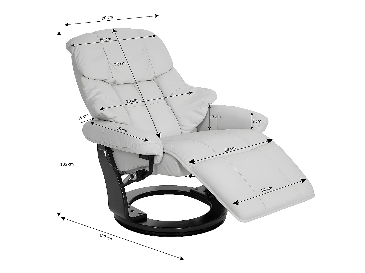 Relaxsessel Windsor 2, Braun-schwarz, Walnuss-Optik