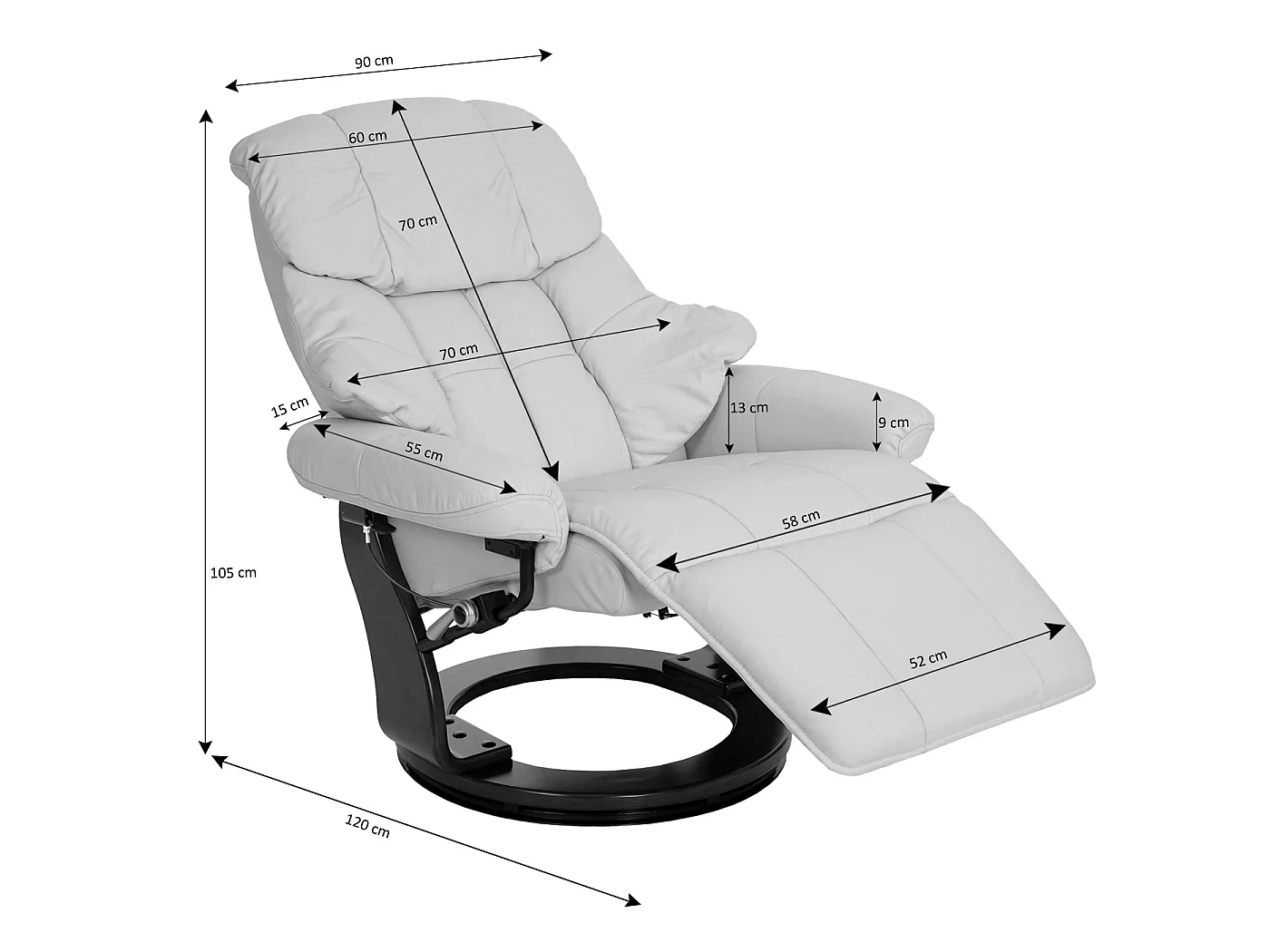 Leżanka Windsor 2,  brązowo-czarny, orzechowy wygląd