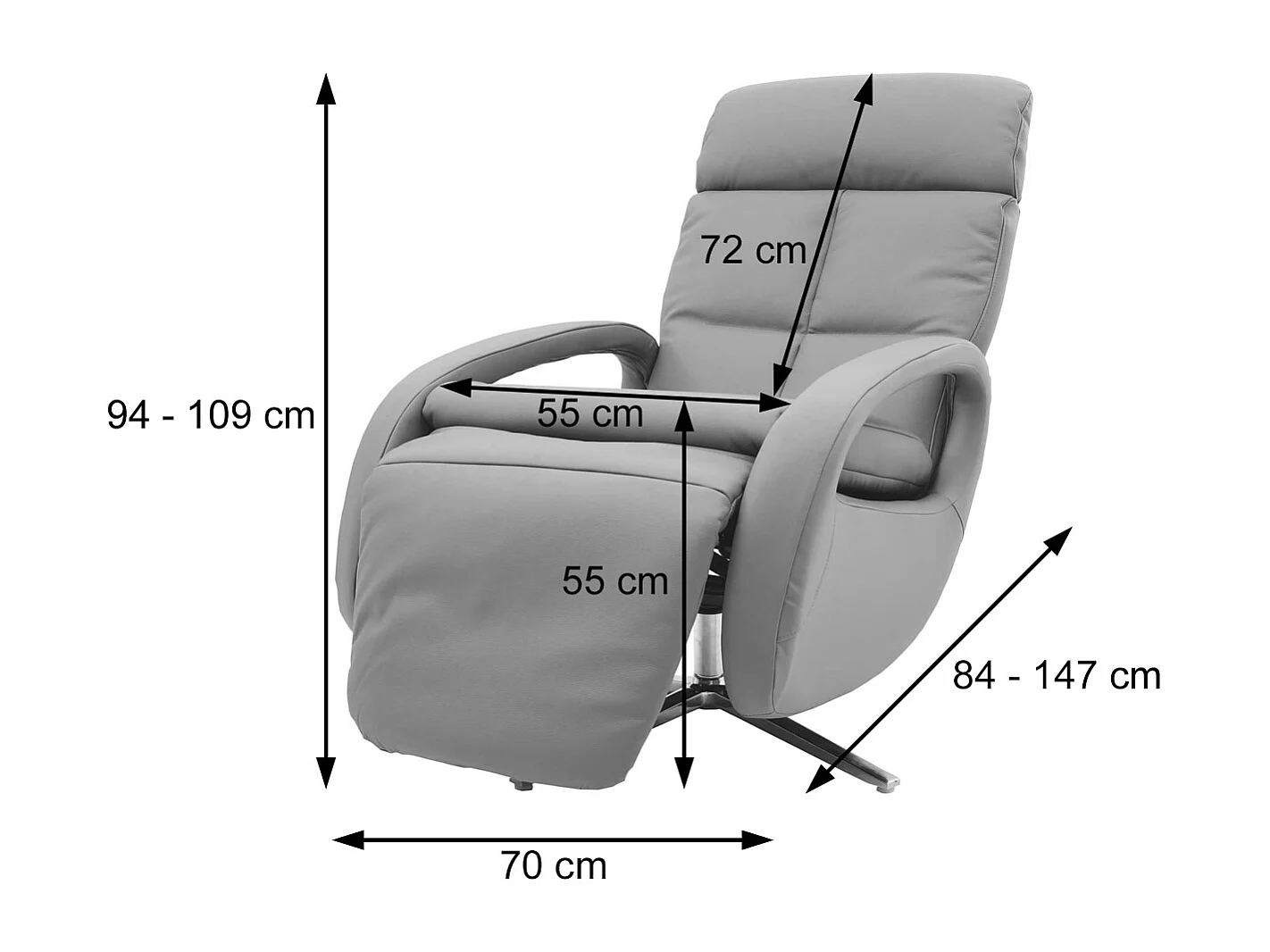 Relaxsessel MCW-L11 drehbar, Voll-Leder, Braun