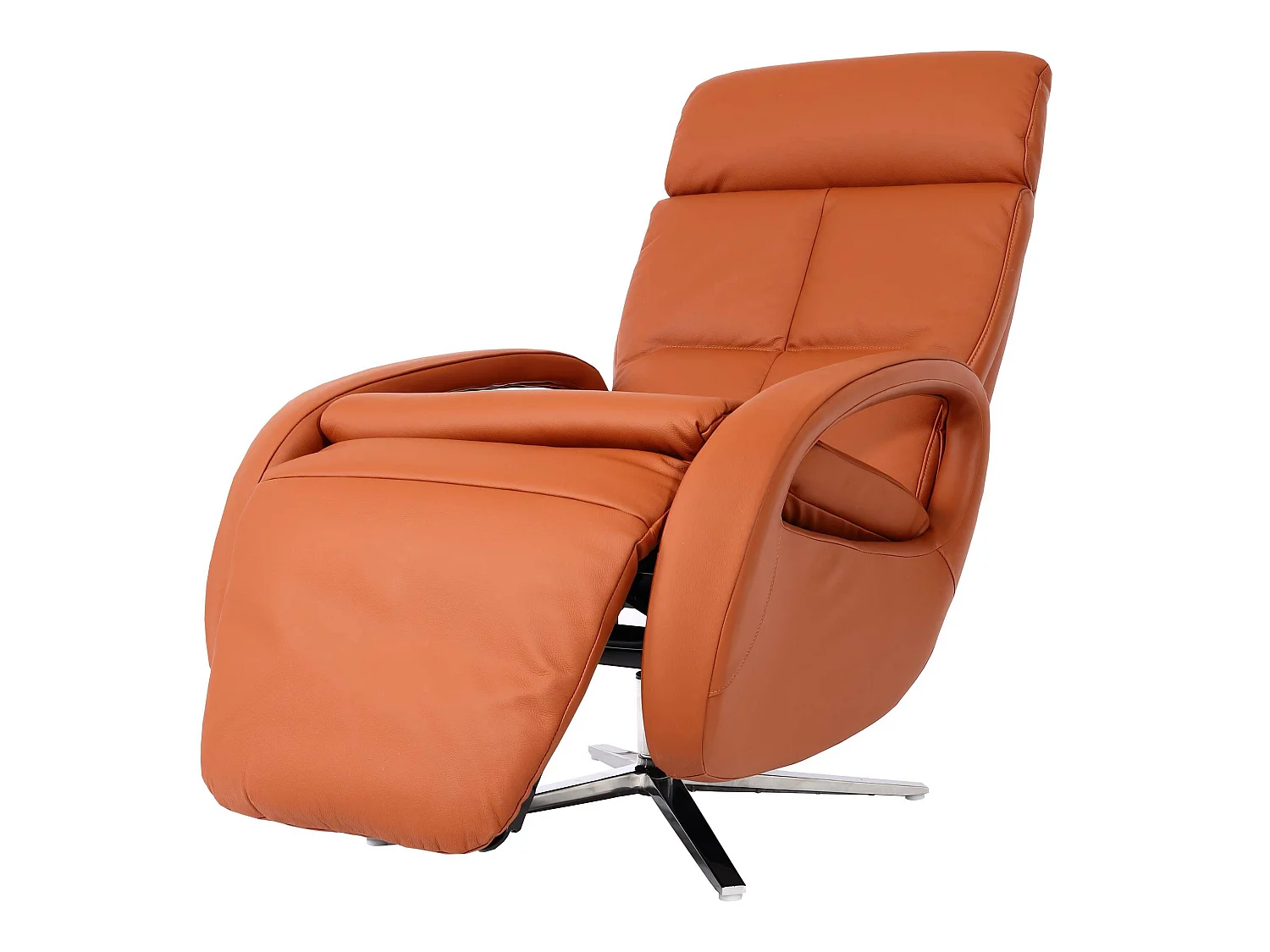 Poltrona relax MCW-L11, TV regolabile, funzione reclinabile girevole, vera pelle ~ terracotta marrone