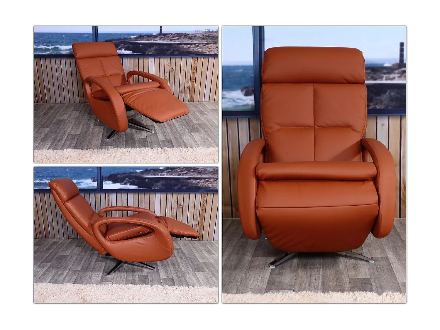 Relaxsessel MCW-L11 drehbar, Voll-Leder, Braun