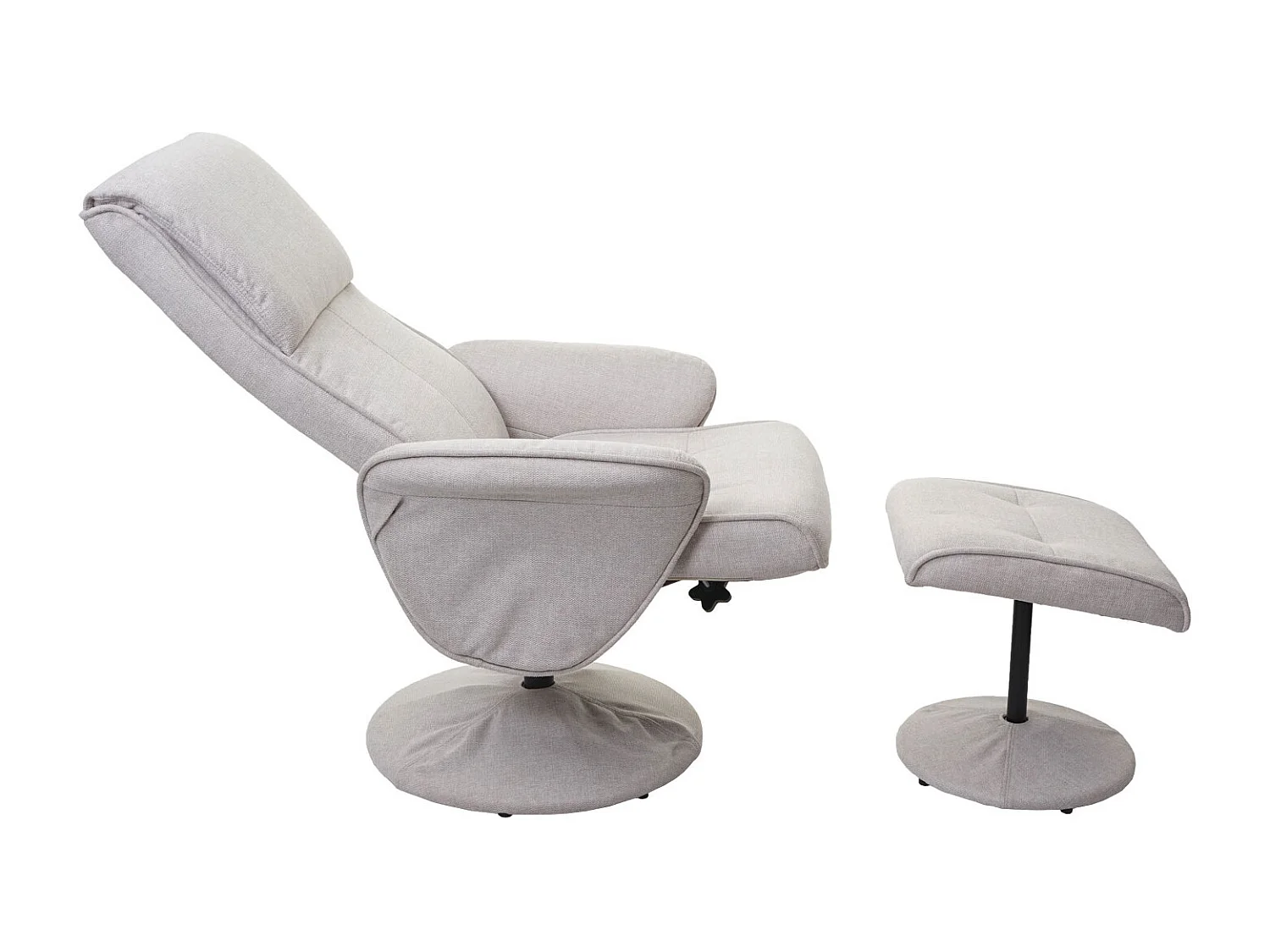Poltrona relax reclinabile Helsinki girevole con poggiapiedi tessuto avorio beige
