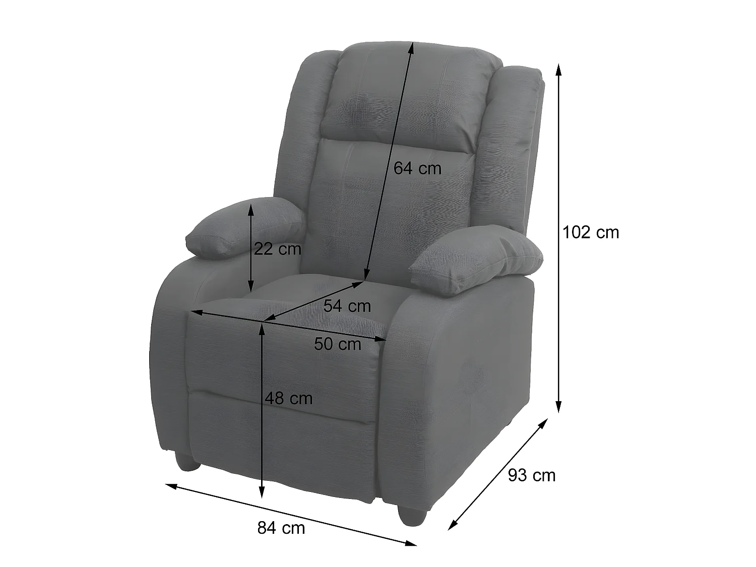 Televisiefotel Glasgow,  donkergrijs