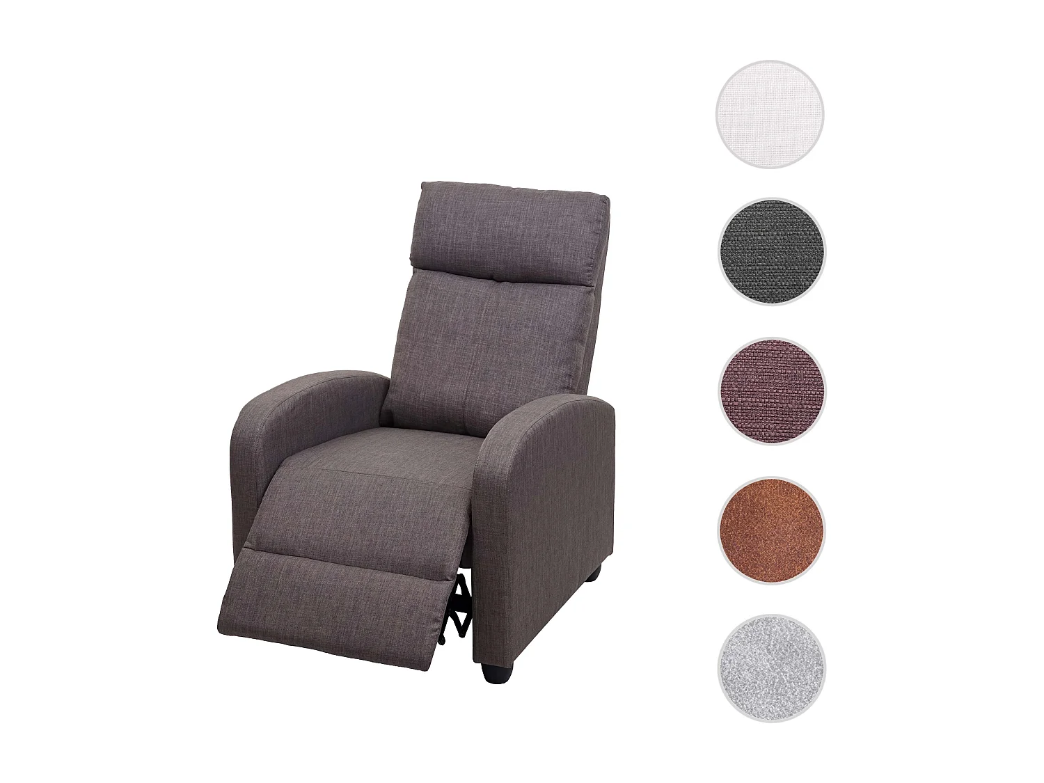 Poltrona relax reclinabile TV MCW-F76 design moderno 102x67x90cm tessuto grigio marrone