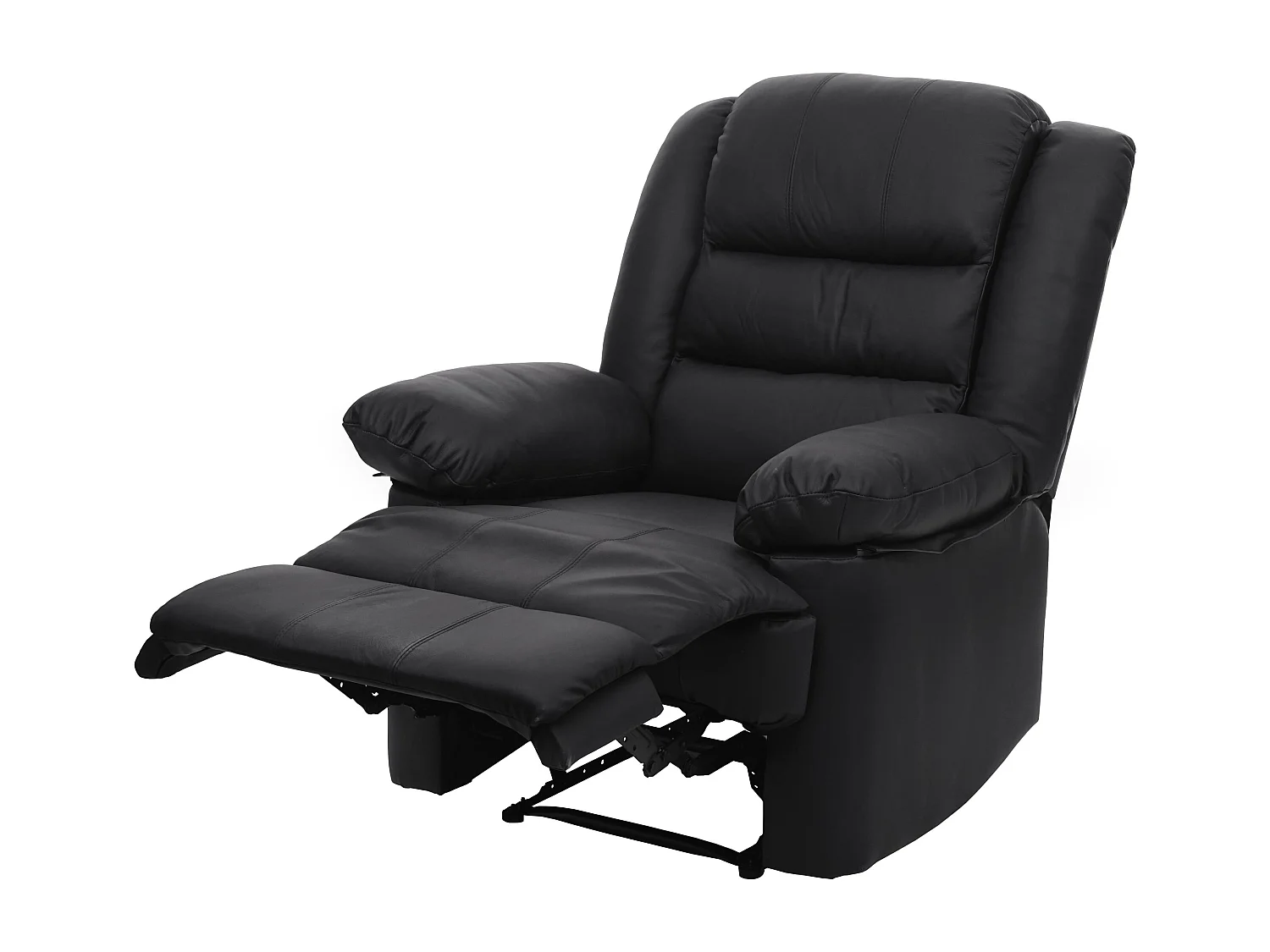 Poltrona relax reclinabile TV MCW-G15 regolabile vera pelle ecopelle nero