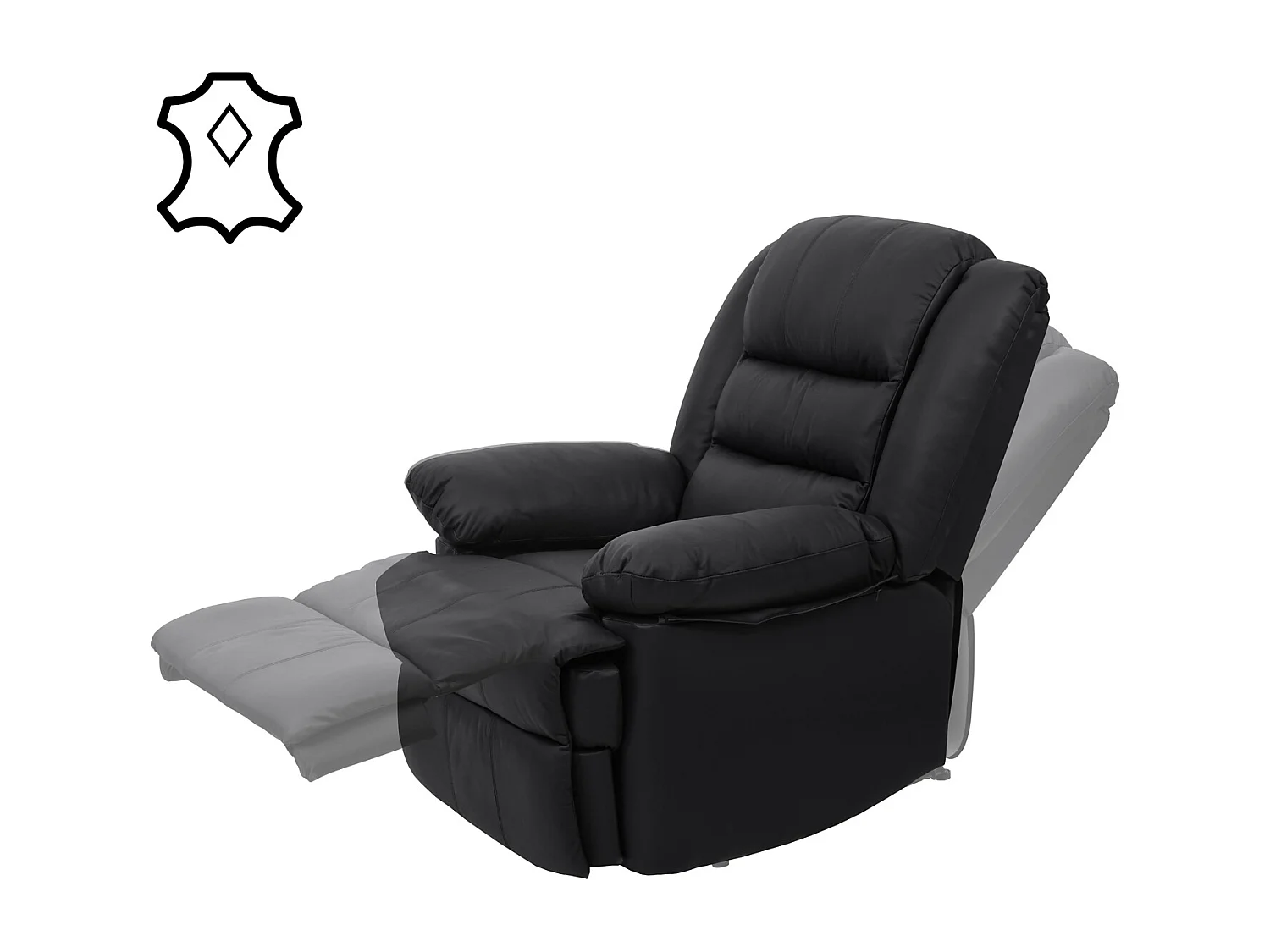 Poltrona relax reclinabile TV MCW-G15 regolabile vera pelle ecopelle nero