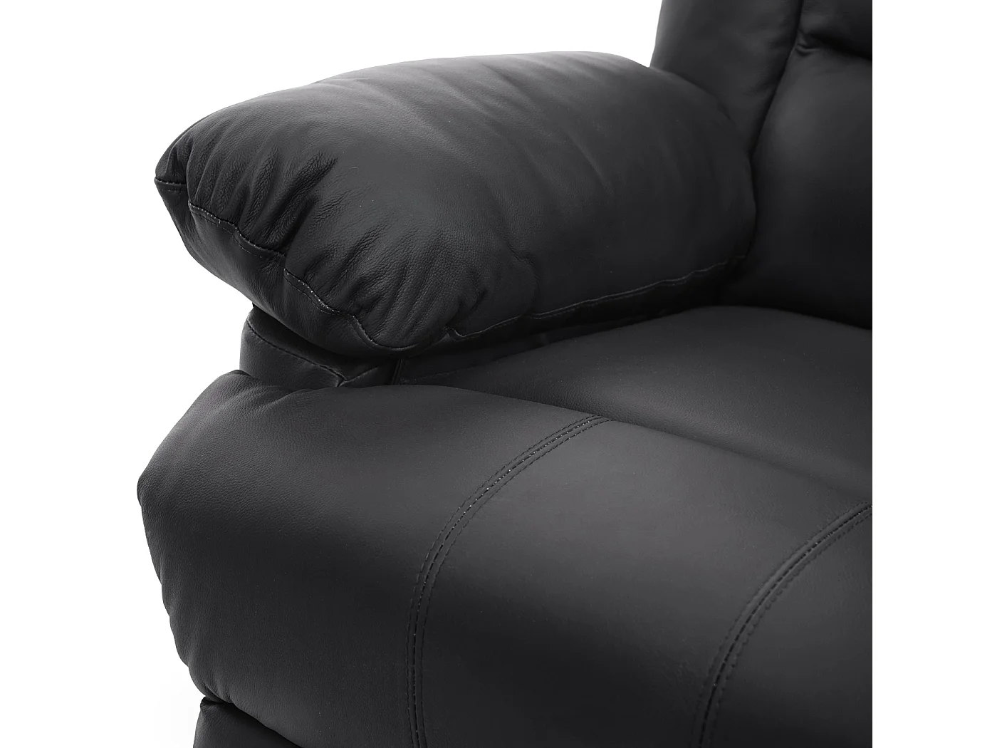 Poltrona relax reclinabile TV MCW-G15 regolabile vera pelle ecopelle nero