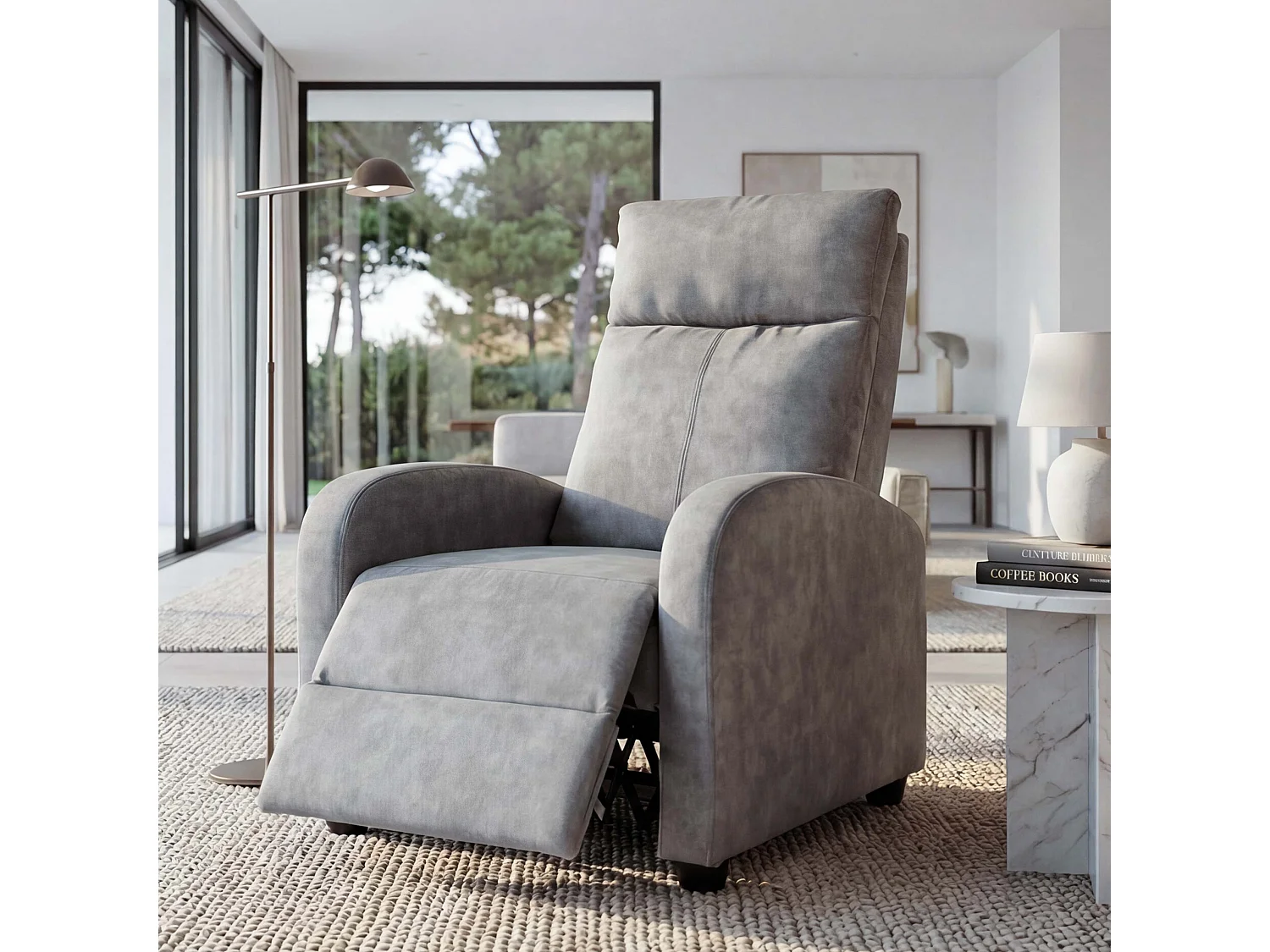 Fotel relaksacyjny MCW-F76,  vintage jasnoszary