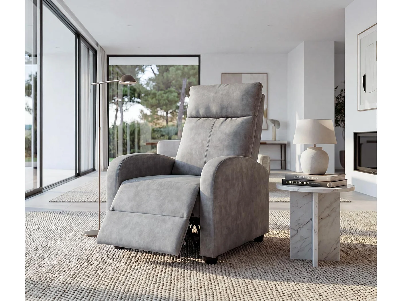 Fotel relaksacyjny MCW-F76,  vintage jasnoszary