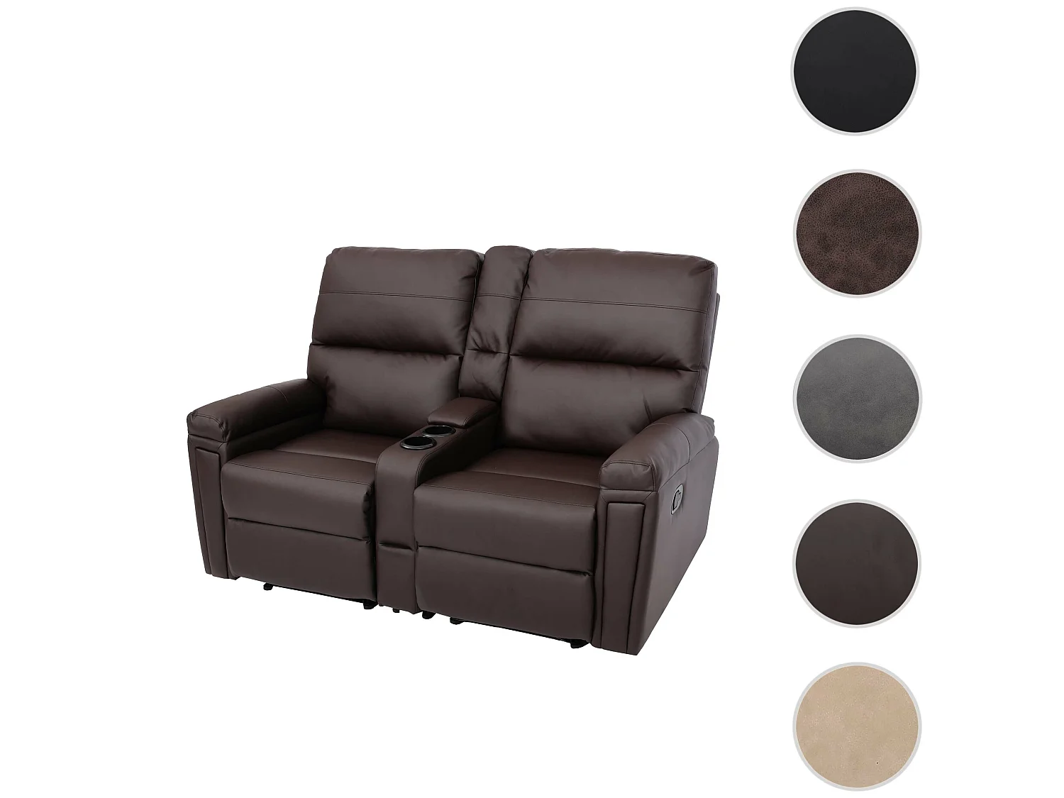 2-zits bioscoopstoel MCW-K17,  kunstleer bruin