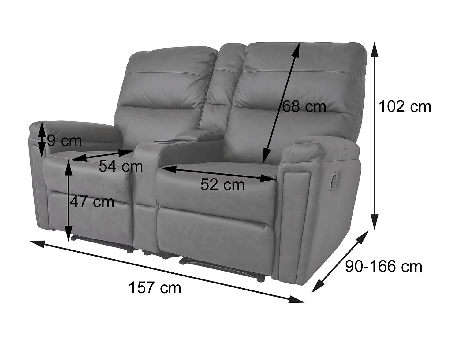 2-osobowy fotel kinowy MCW-K17,  imitacja skóry brązowy