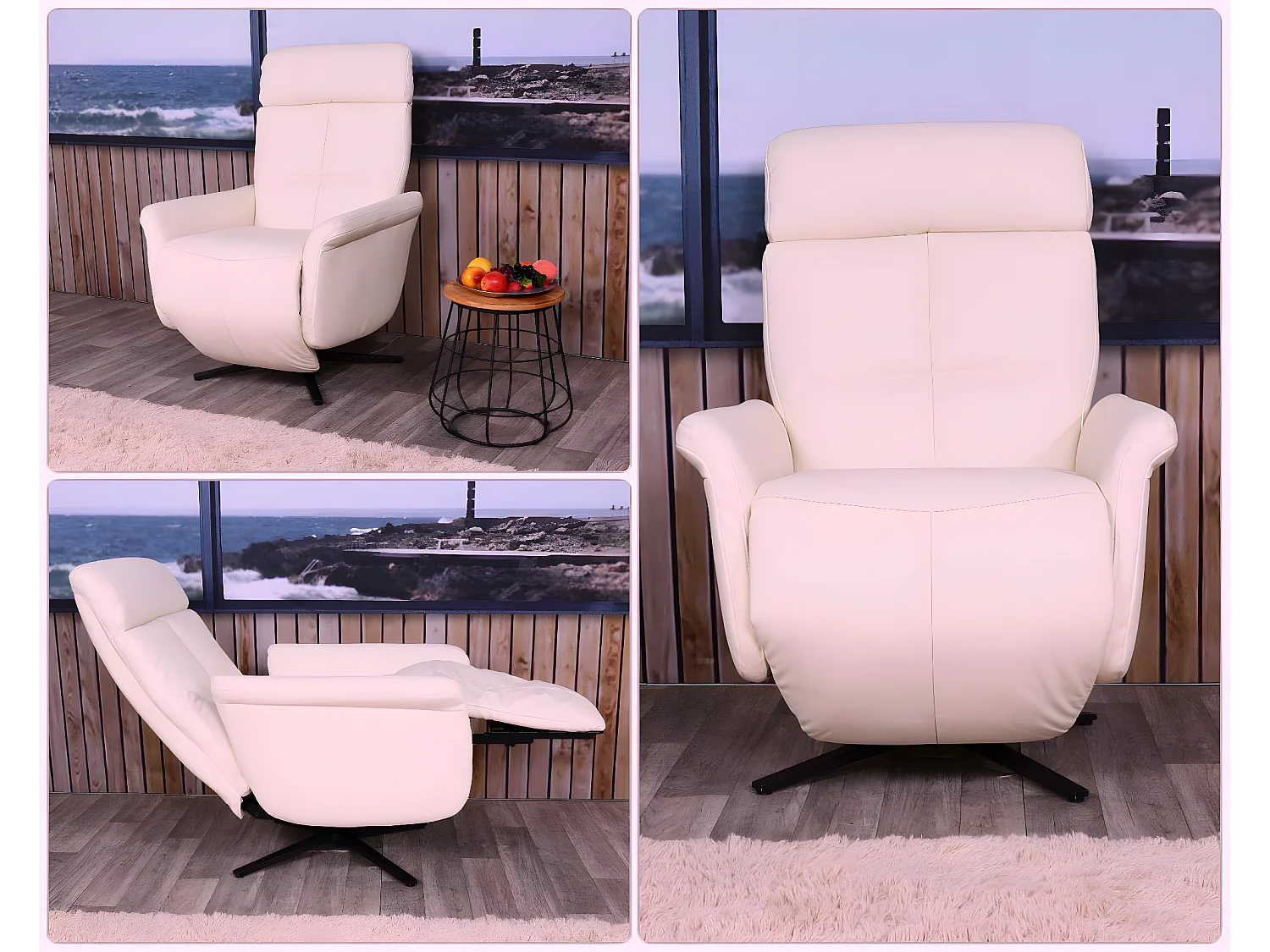 Relaxfauteuil MCW-L10,  crème-wit