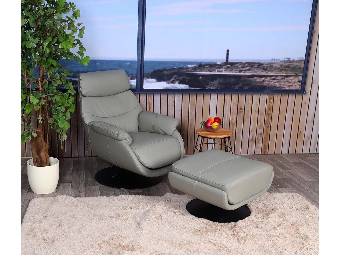 Relaxsessel mit Hocker MCW-K99, Grau