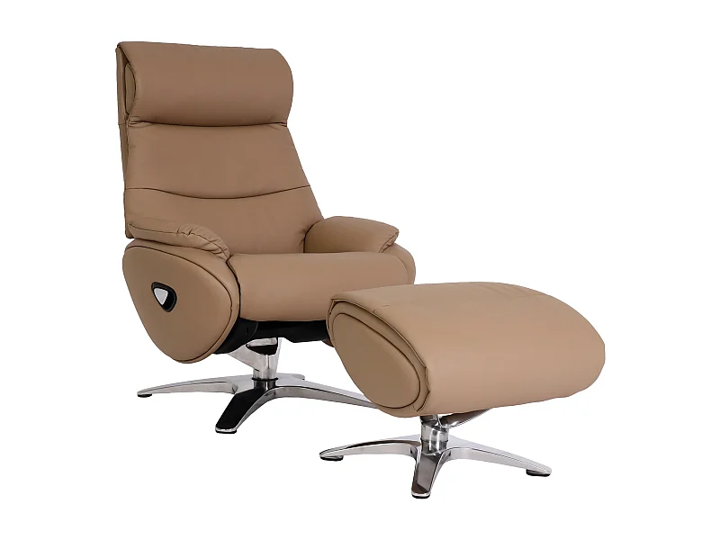 Relaxfauteuil met voetenbank MCW-K98,  taupe