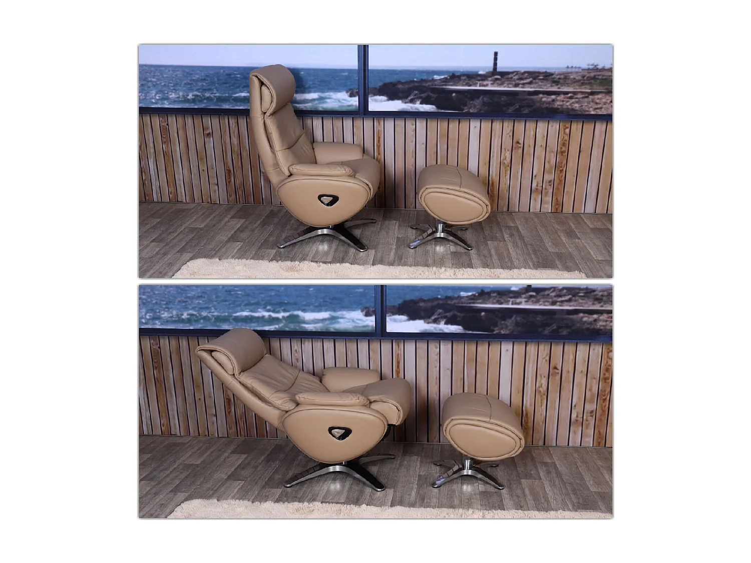 Leżanka z taboretem MCW-K98,  taupe