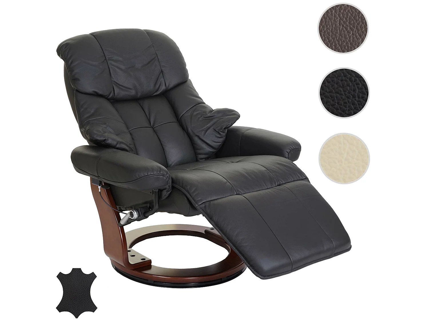 Sillón reclinable Windsor 2,  negro, aspecto nogal