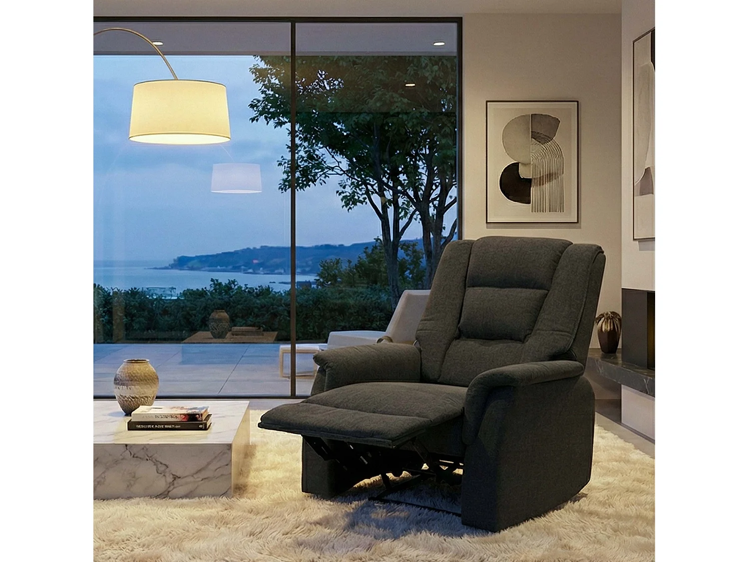 Fotel relaksacyjny MCW-F23,  szary bez funkcji masażu i ogrzewania