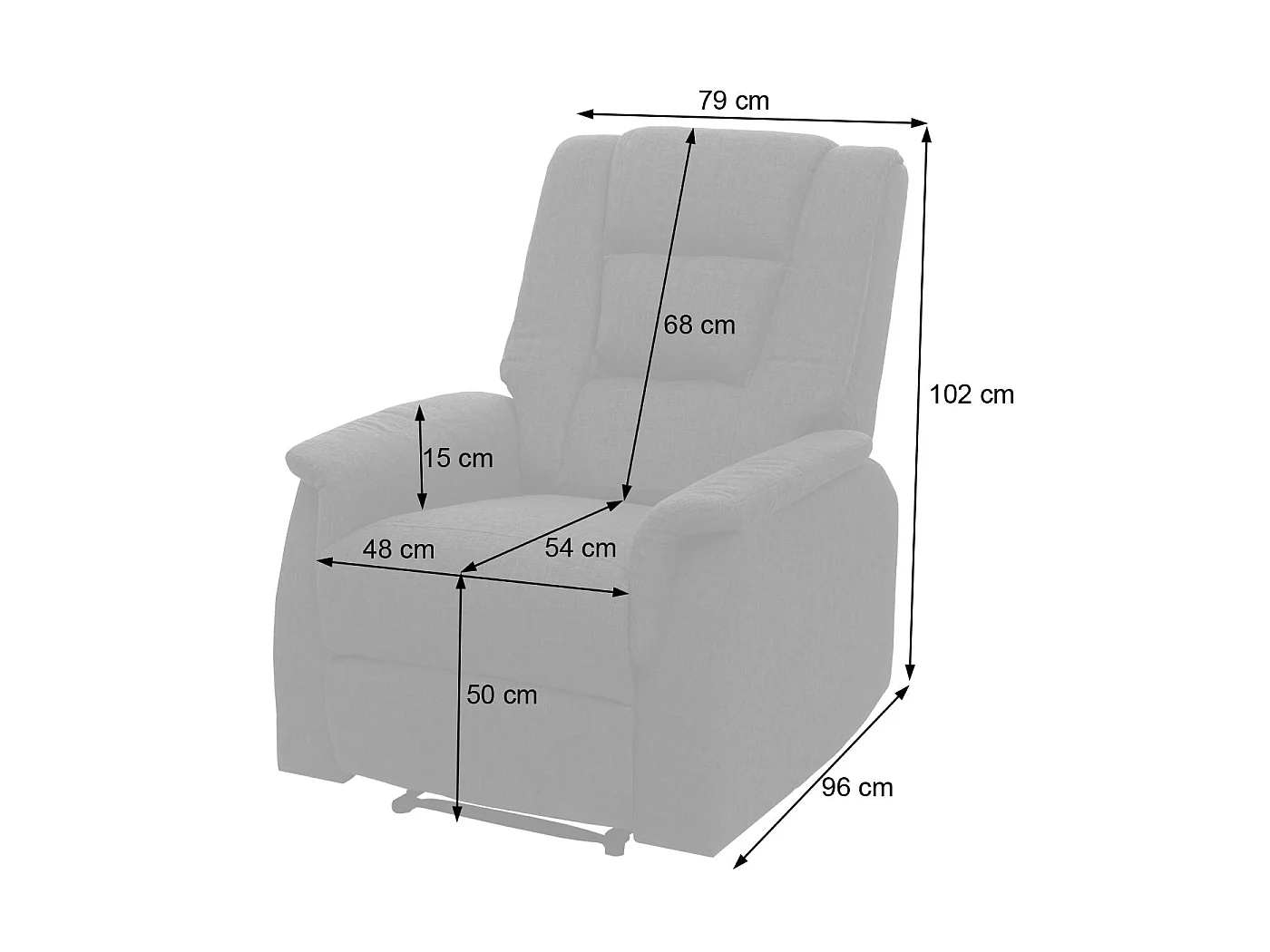 Fotel relaksacyjny MCW-F23,  szary bez funkcji masażu i ogrzewania