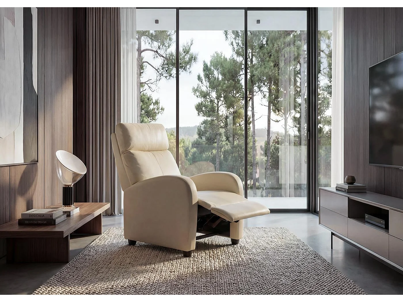 Fotel relaksacyjny Dallas,  kremowy