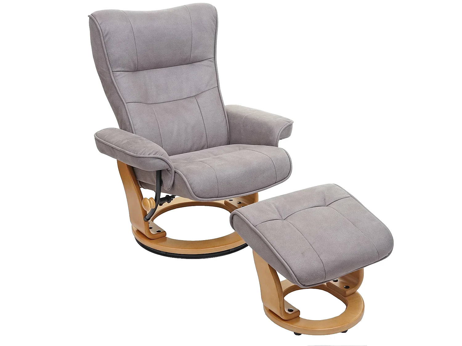 Relaxfauteuil Edmonton met voetenbank,  lichtgrijs, natuurbruin