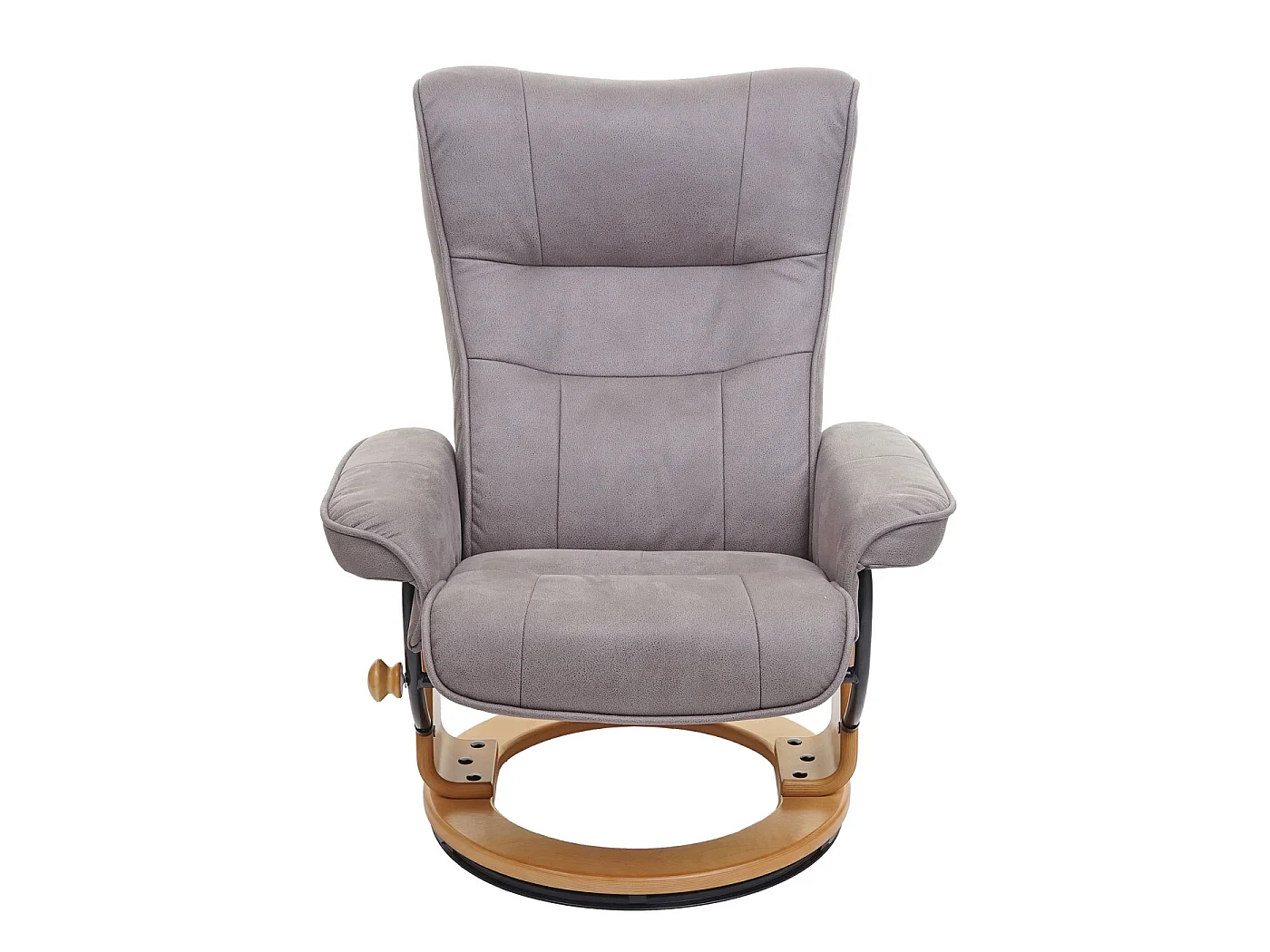 Relaxfauteuil Edmonton met voetenbank,  lichtgrijs, natuurbruin