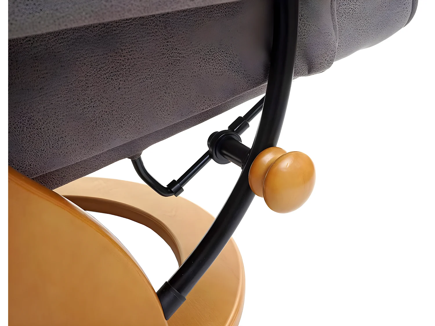 Relaxfauteuil Edmonton met voetenbank,  lichtgrijs, natuurbruin