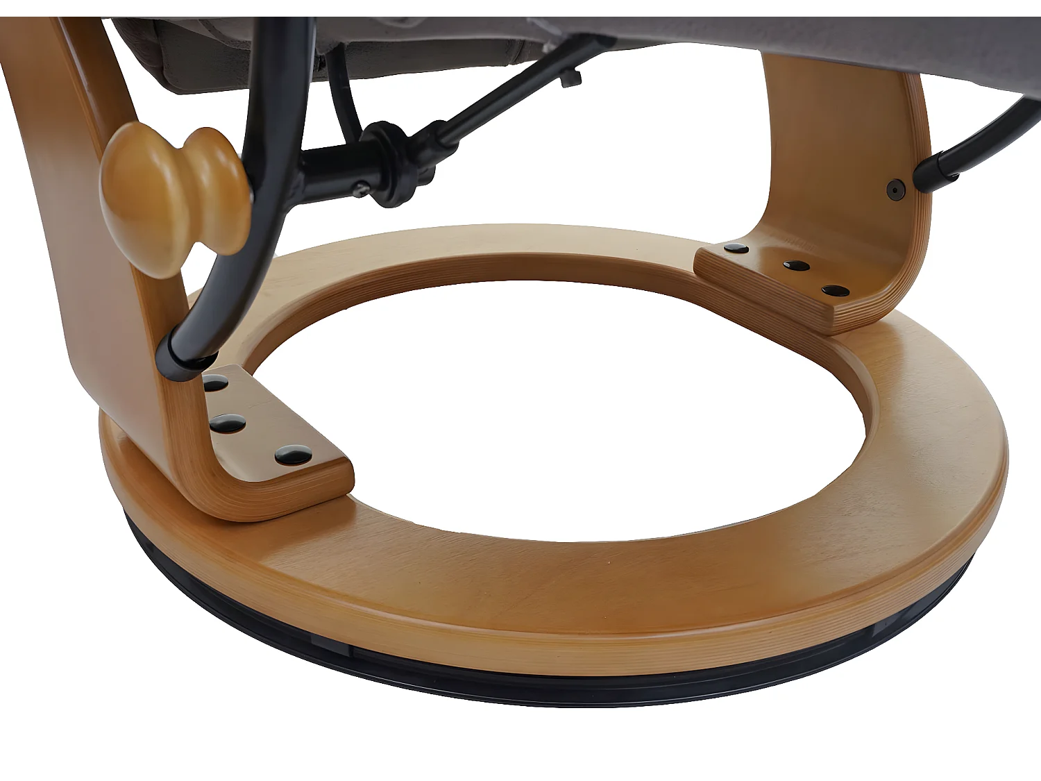 Relaxfauteuil Edmonton met voetenbank,  lichtgrijs, natuurbruin