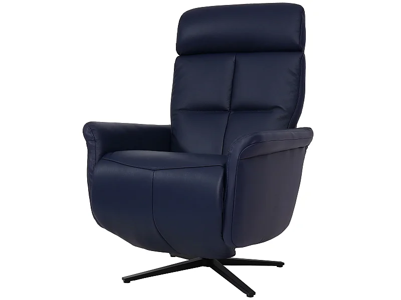 Poltrona reclinabile girevole lounge TV relax imbottita moderna MCW-L10 vera pelle blu