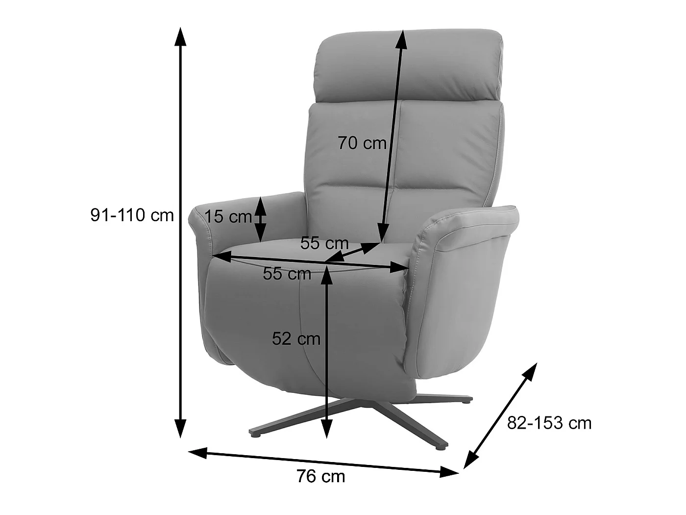 Poltrona reclinabile girevole lounge TV relax imbottita moderna MCW-L10 vera pelle blu