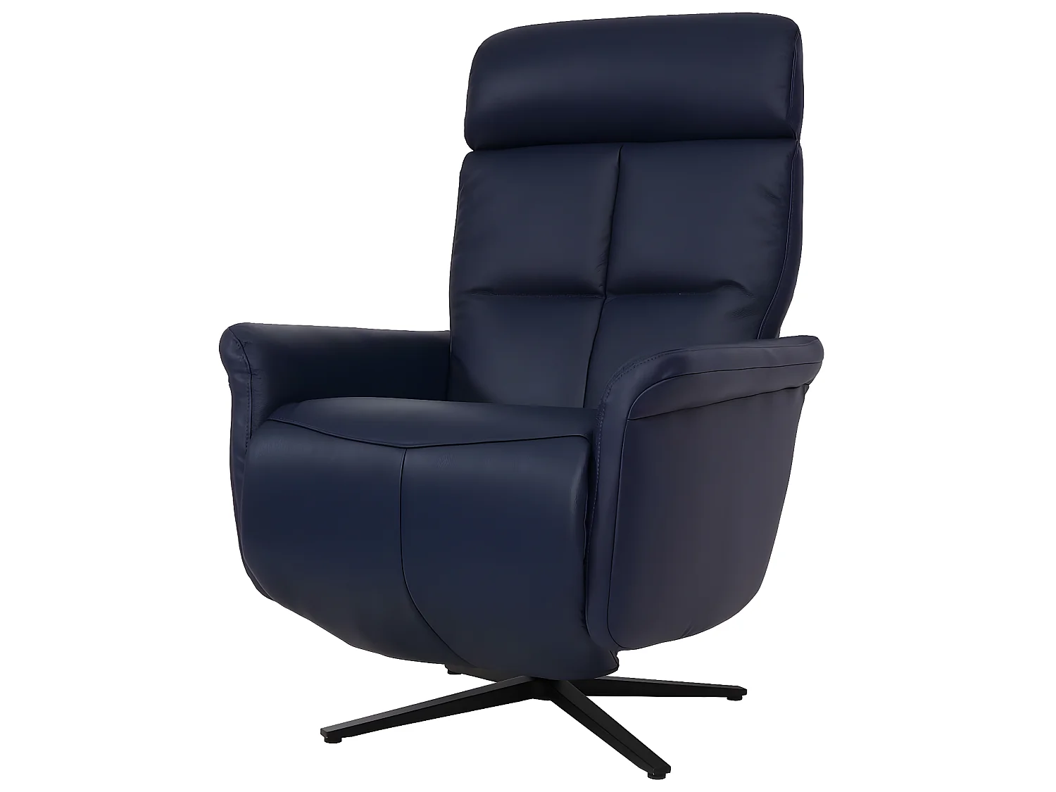 Poltrona reclinabile girevole lounge TV relax imbottita moderna MCW-L10 vera pelle blu