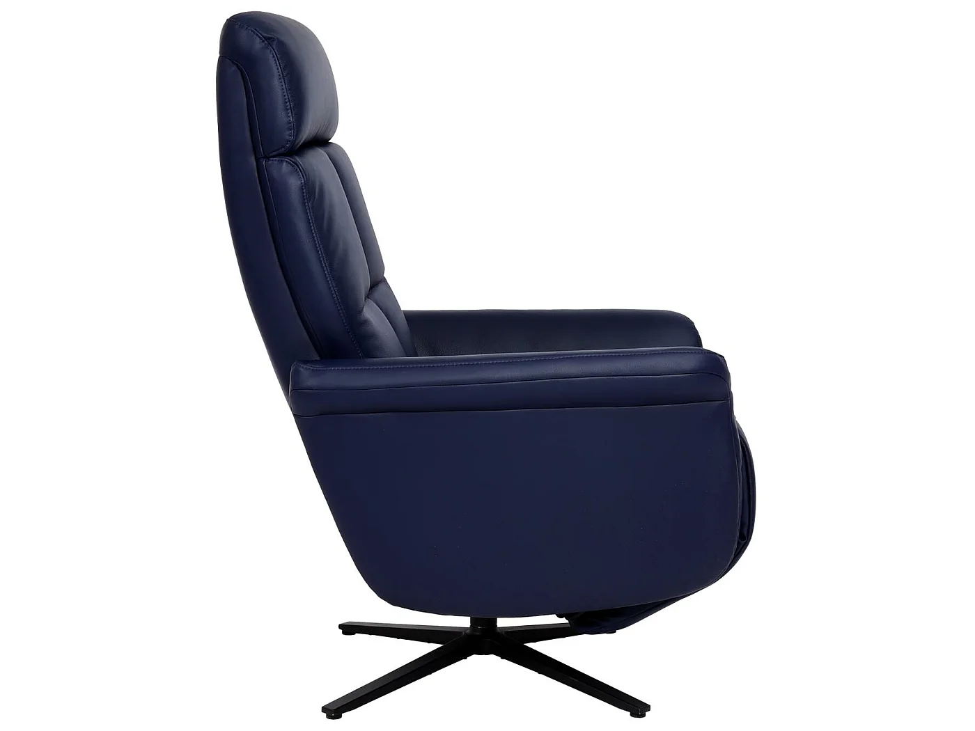 Poltrona reclinabile girevole lounge TV relax imbottita moderna MCW-L10 vera pelle blu