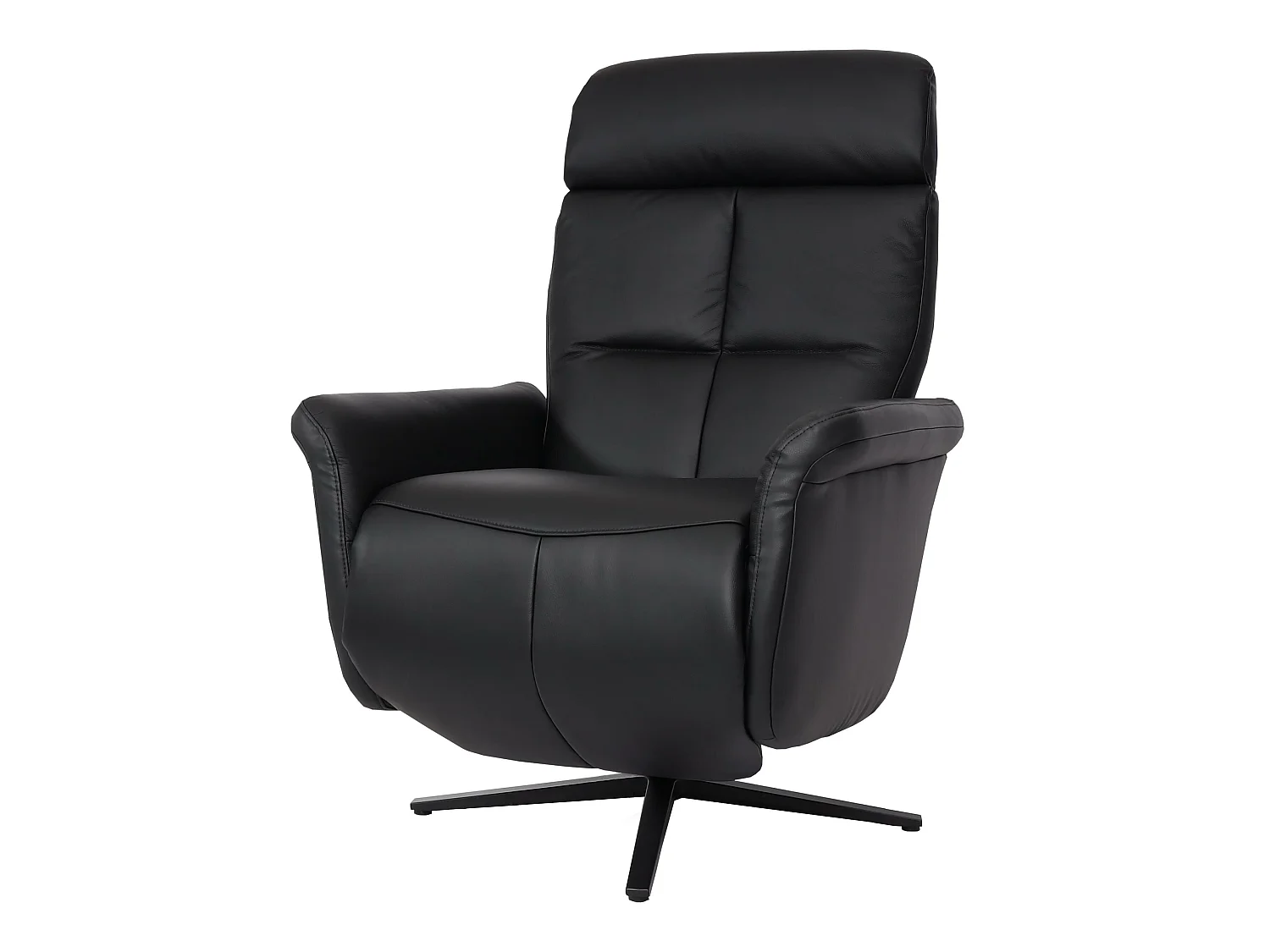 Poltrona reclinabile girevole lounge TV relax imbottita moderna MCW-L10 vera pelle nero