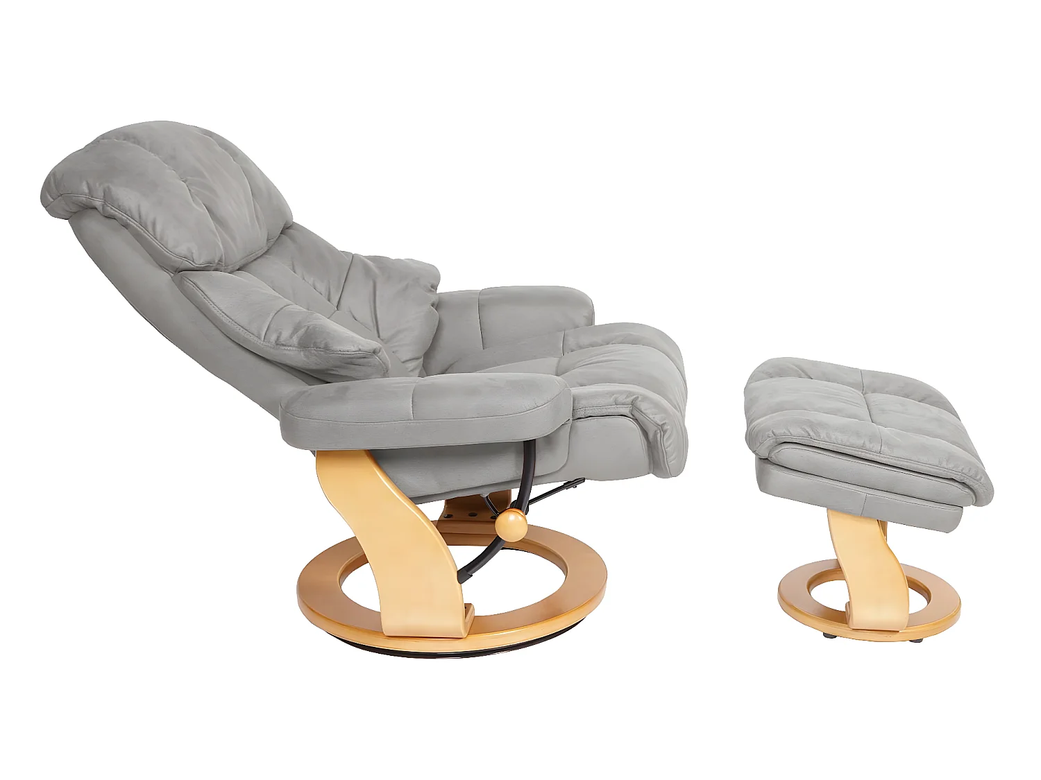 Relaxsessel Edmonton XXL, Hellgrau, Gestell naturbraun