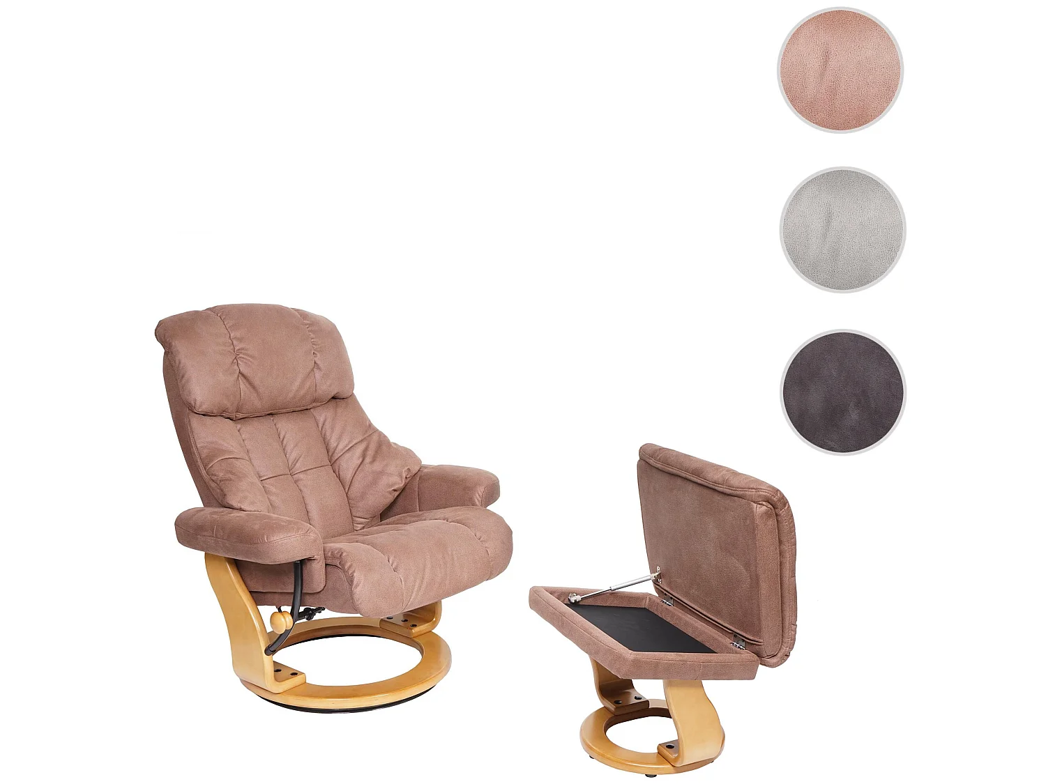 Relaxsessel Edmonton XXL, Braun, Gestell naturbraun