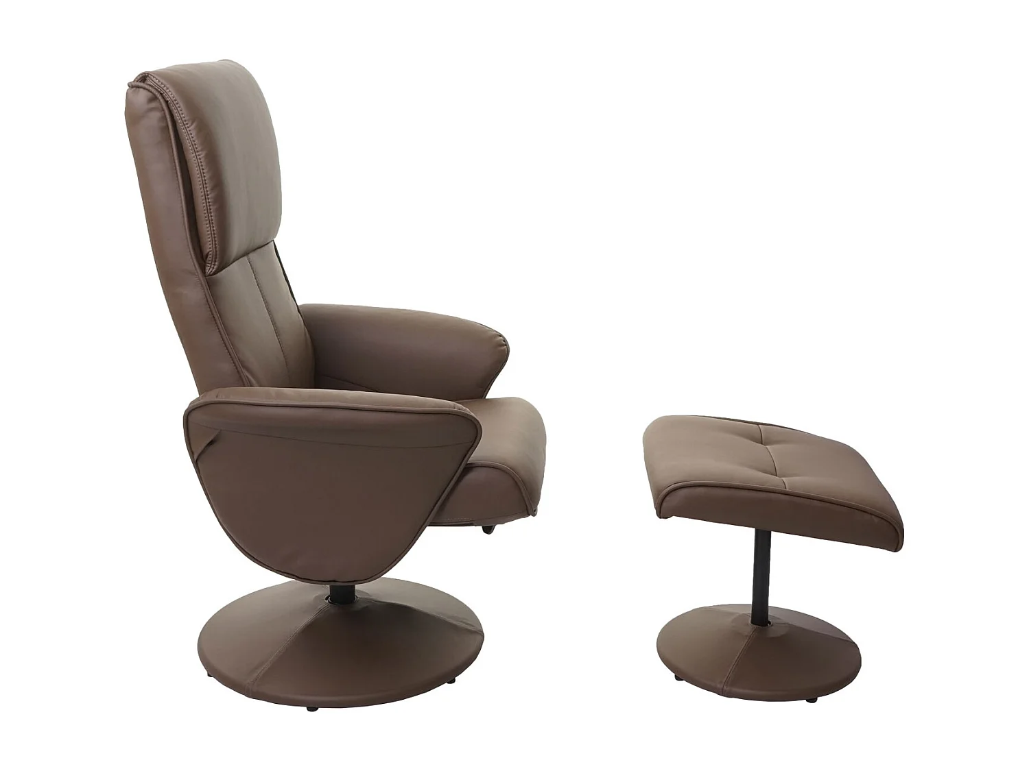 Poltrona relax reclinabile Helsinki girevole con poggiapiedi ecopelle marrone beige