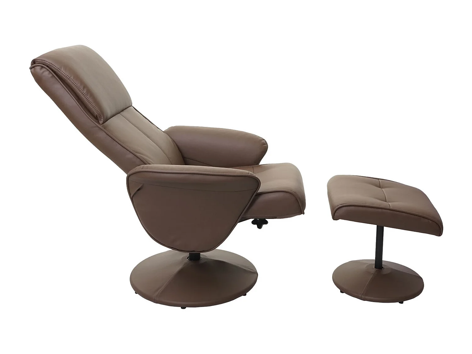 Poltrona relax reclinabile Helsinki girevole con poggiapiedi ecopelle marrone beige