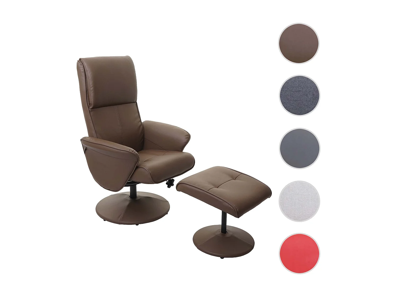 Poltrona relax reclinabile Helsinki girevole con poggiapiedi ecopelle marrone beige