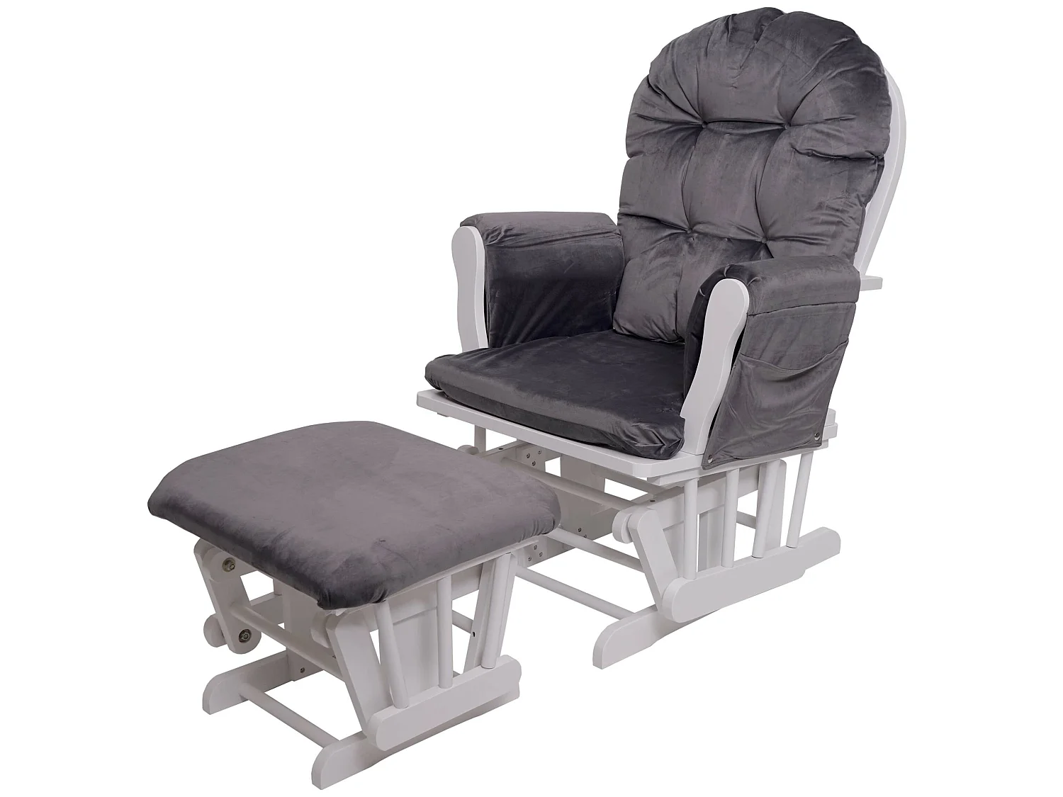 Relaxsessel MCW-C76 Schwingstuhl, Samt, grau, Gestell weiß