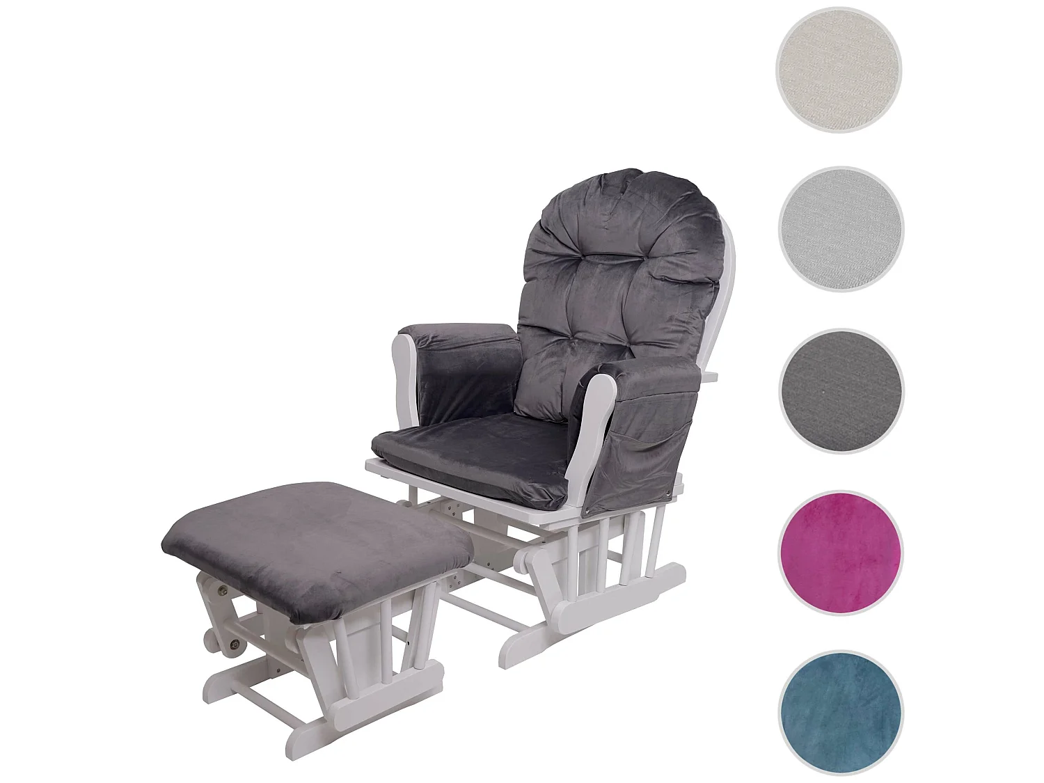 Relaxsessel MCW-C76 Schwingstuhl, Samt, grau, Gestell weiß