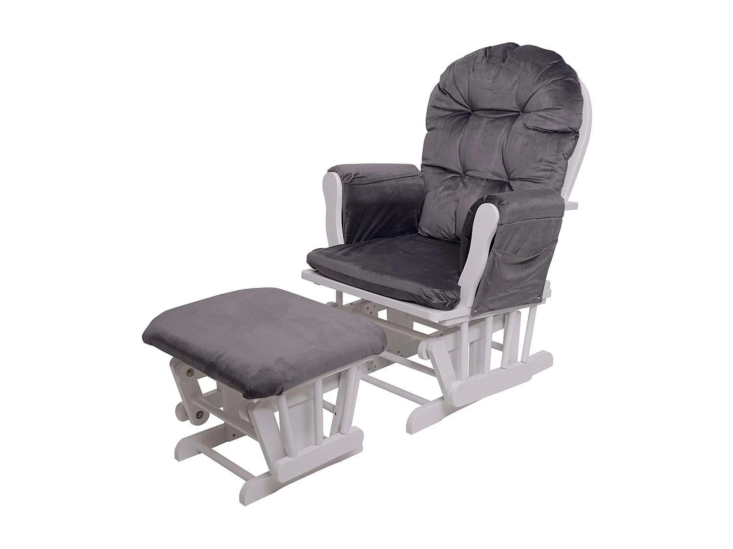 Relaxfauteuil MCW-C76 Schommelstoel,  fluweel, grijs, frame wit